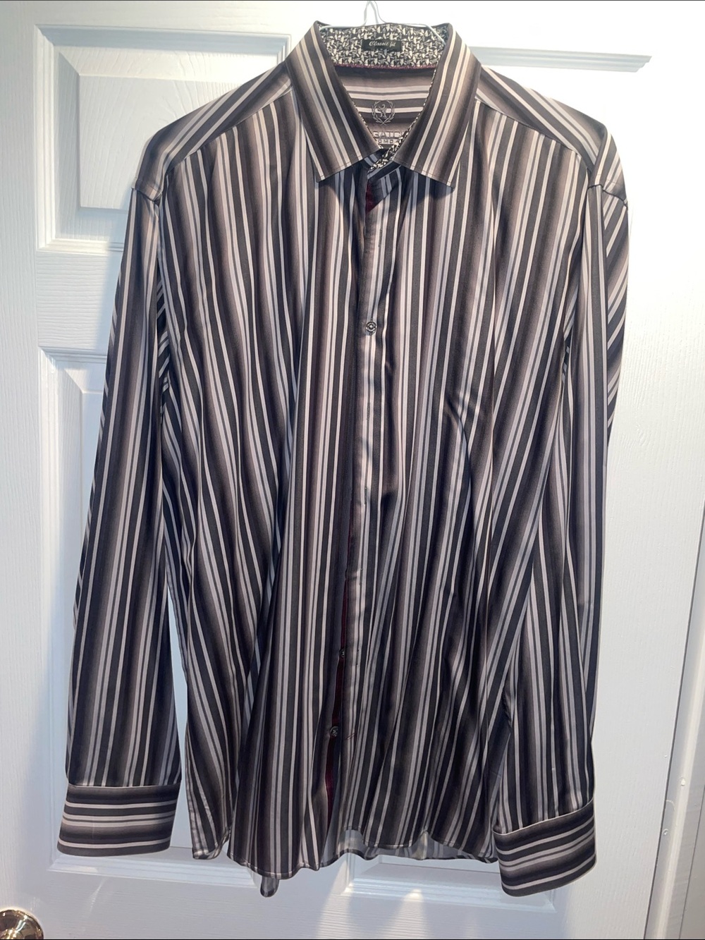 Bugatchi Black and White Vertical Stripe Dress Shirt